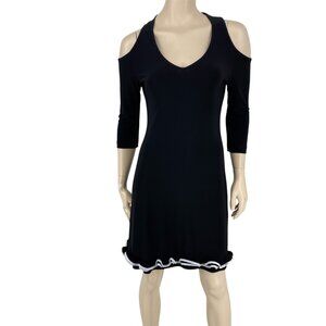 Joseph Ribkoff Black Cold Shoulder Ruffle Hem Dress S 8